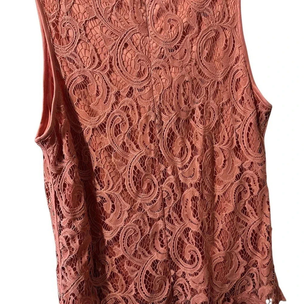 Adrianna Papell Mauve Lace Lined Tank Back Zipper Size Large - Picture 2 of 4